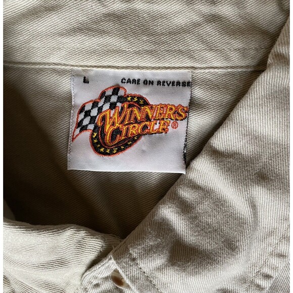 Winners Circle Men’s L Dale Earnhardt Jr #8 Button Up Shop Shirt Tan Bud Racing - Picture 5 of 8